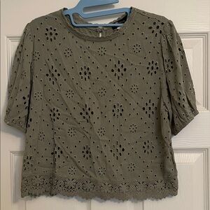 Miss Chievous Olive Eyelet Lace Blouse